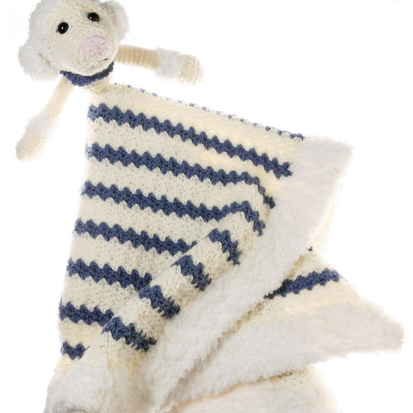 Πλεκτή κουβέρτα αγκαλίτσα με προβατάκι-Ηuggie sheep in blue - πλεκτό, πολυεστέρας, αγόρι, δώρο, crochet, δώρα για βάπτιση, βρεφικά, κουβέρτες - 2