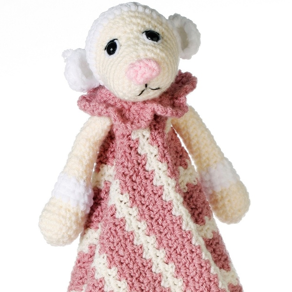 Πλεκτή κουβέρτα αγκαλίτσα με προβατάκι-Huggie sheep in dust pink - vintage, πλεκτό, πολυεστέρας, κορίτσι, δώρο, crochet, δώρα για βάπτιση, βρεφικά, κουβέρτες - 2