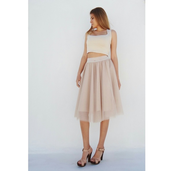 Φούστα από μαλακό τούλι! - romantic, chic, τούλι, ύφασμα, midi - 3