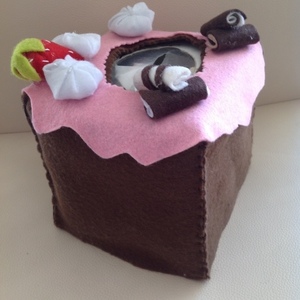 Επιτραπέζια θηκη για χαρτομάντιλα "cupcake " - handmade, μοναδικό, κορίτσι, τσόχα, χειροποίητα, θήκες, για παιδιά - 4
