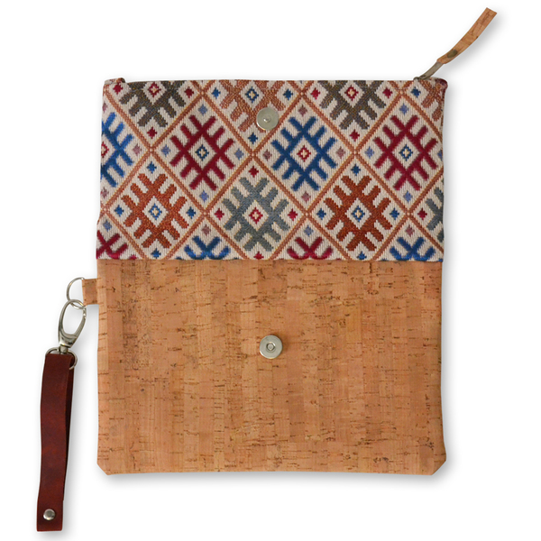 Cork clutch - γυναικεία, φάκελοι, βελούδο, γεωμετρικά σχέδια, χειροποίητα, minimal, φελλός, χειρός, μικρές, φθηνές - 4