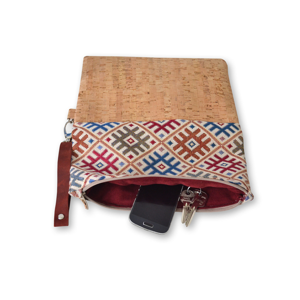 Cork clutch - γυναικεία, φάκελοι, βελούδο, γεωμετρικά σχέδια, χειροποίητα, minimal, φελλός, χειρός, μικρές, φθηνές - 5