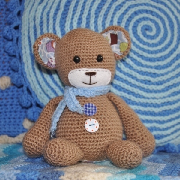 Πλεκτό αρκουδάκι με υφασμάτινη καρδιά- Τed the Heart Teddy - βαμβάκι, διακοσμητικό, πλεκτό, παιχνίδι, πολυεστέρας, πλαστικό, αγόρι, crochet, λούτρινα, παιχνίδια, αρκουδάκι, βρεφικά, λούτρινα αρκουδάκια - 5