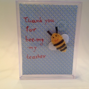 Καδράκι plexiglass "thank u for bee-ing my teacher" - πίνακες & κάδρα, τσόχα, σχολικό, 3d, plexi glass, για παιδιά - 2