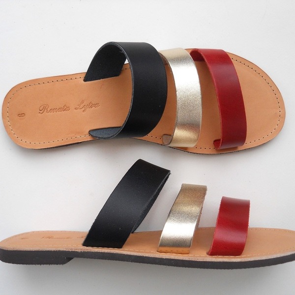 Saoco Sandals - δέρμα, σανδάλια, minimal, φλατ, slides - 2