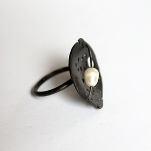 Ασημένιο δαχτυλίδι - Black Snow - ασήμι, fashion, design, μοναδικό, μοντέρνο, γυναικεία, ασήμι 925, δαχτυλίδι, χειροποίητα, μαύρα, unique - 3
