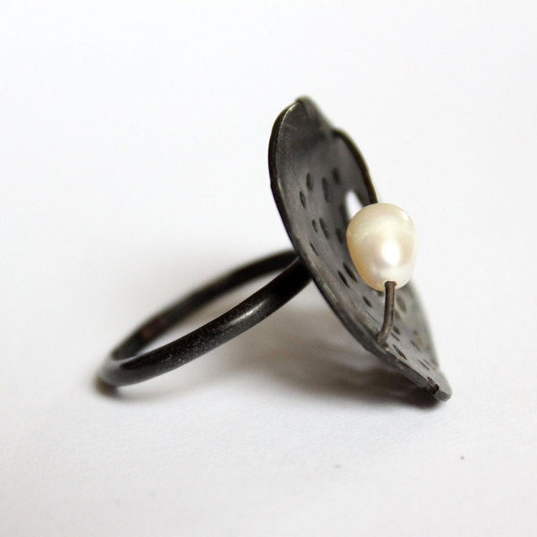 Ασημένιο δαχτυλίδι - Black Snow - ασήμι, fashion, design, μοναδικό, μοντέρνο, γυναικεία, ασήμι 925, δαχτυλίδι, χειροποίητα, μαύρα, unique - 5