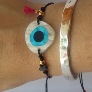 Bracelet eye plexiglass - charms, μοντέρνο, αστέρι, με φούντες, κορδόνια, χειροποίητα, summer, plexi glass, unique, αυξομειούμενα, δώρα για γυναίκες, φθηνά - 4