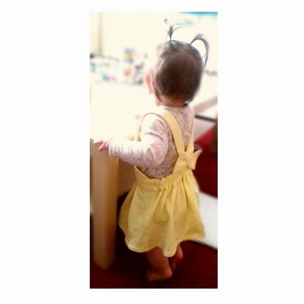 Σαλοπέτα V κίτρινη με φιόγγο - βαμβάκι, κορίτσι, παιδικά ρούχα, 1-2 ετών - 4