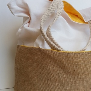 Τσάντα θαλάσσης με εξωτερικές τσέπες- the white collection - ώμου, χειροποίητα, μεγάλες, παραλία, θαλάσσης, φθηνές - 2