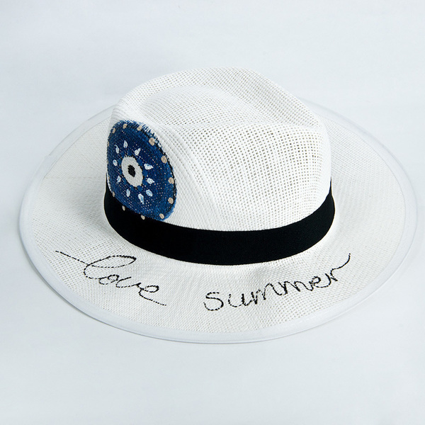 Καπέλο panama love summer - ζωγραφισμένα στο χέρι, summer, ψάθινα - 2