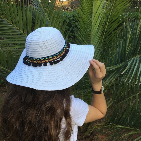Καπέλο Boho hat σε 3 χρώματα - pom pom, χειροποίητα, απαραίτητα καλοκαιρινά αξεσουάρ, boho, ψάθινα - 3
