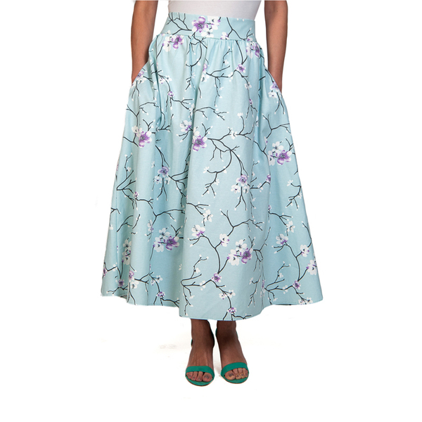 Almond tree skirt - βαμβάκι, καλοκαίρι, λουλούδια, γάμος, φλοράλ, βάπτιση