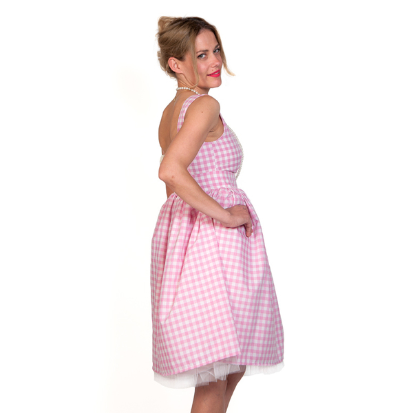 Pretty in Pink / blue / yellow - romantic, καρό, λουλούδια, βάπτιση, μαμά, νονά, vintage, καλοκαίρι, βαμβάκι, κορίτσι, αγόρι, midi, αμάνικο - 3