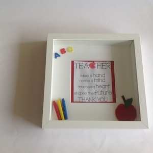 Κάδρο "for my teacher" - ύφασμα, ξύλο, γυαλί, μοναδικό, πίνακες & κάδρα, δώρο, χειροποίητα, δώρα για δασκάλες, παιδικά κάδρα - 3