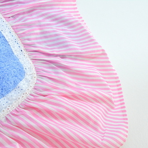 Baby blue with pink stripes - βαμβάκι, δαντέλα, ιδιαίτερο, καλοκαίρι, πετσέτα, χειροποίητα, παραλία, θάλασσα, must