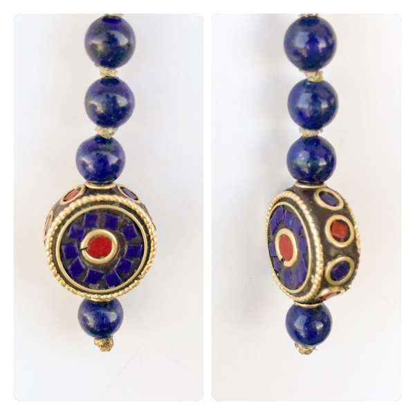 Lapis Lazuli necklace - ημιπολύτιμες πέτρες, chic, κερωμένα κορδόνια, μοναδικό, κολιέ, χειροποίητα, boho - 3