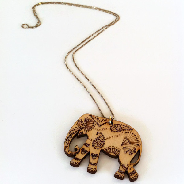 Κολιέ "Wooden Elephant" - αλυσίδες, ξύλο, ιδιαίτερο, μοναδικό, μοντέρνο, γυναικεία, κολιέ, χειροποίητα, ελεφαντάκι, unique, boho