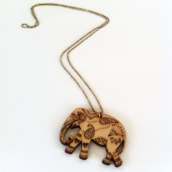Κολιέ "Wooden Elephant" - αλυσίδες, ξύλο, ιδιαίτερο, μοναδικό, μοντέρνο, γυναικεία, κολιέ, χειροποίητα, ελεφαντάκι, unique, boho - 2