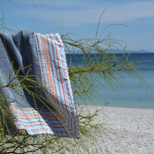 Incas beach towel - βαμβάκι, chic, καλοκαίρι, πετσέτα, χειροποίητα, summer, παραλία, απαραίτητα καλοκαιρινά αξεσουάρ, must αξεσουάρ, ξεχωριστό - 3