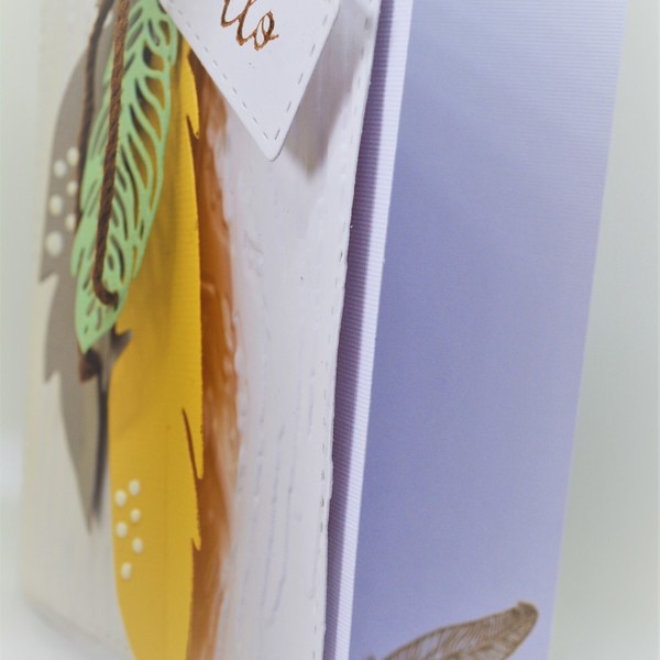 Boho card - φτερό, χαρτί, κορδόνια, χειροποίητα, είδη δώρου - 4