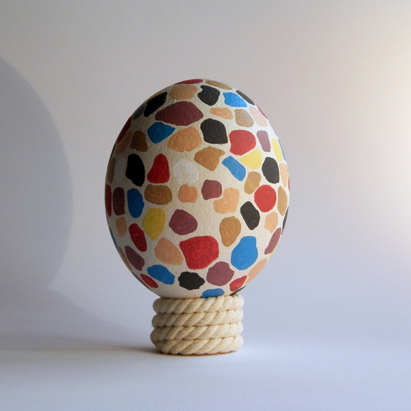 "Κυκλάδες" σε αυγό στρουθοκάμηλου - διακοσμητικό, ακρυλικό, αυγό, διακοσμητικά, πρωτότυπα δώρα