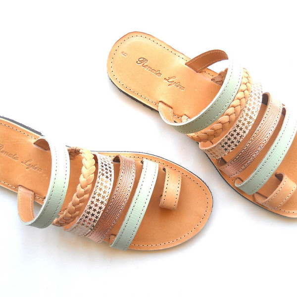 Twister Sandals - δέρμα, δέρμα, γυναικεία, σανδάλια, χειροποίητα, minimal, φλατ - 3