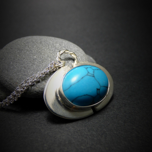 " Turquoise " -Χειροποίητο επάργυρο μενταγιόν με Ημιπολύτιμο λίθο Τιρκουάζ! - ιδιαίτερο, μοναδικό, μοντέρνο, κλασσικά, κρεμαστά, κολιέ, ημιπολύτιμες πέτρες, επάργυρα, must αξεσουάρ, romantic, ethnic, βραδυνά, γυναίκα, γυναικεία, πριγκίπισσα, απαραίτητα καλοκαιρινά αξεσουάρ, ανοιξιάτικο, design, donkey, χειροποίητα, vintage, fashion, sexy, chic, boho, unisex, unique, επάργυρα, ημιπολύτιμες πέτρες, τιρκουάζ, κοντό, αυξομειούμενα, κοντά, Black Friday, charms - 2
