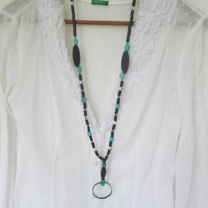 Κολιέ μακρύ boho στυλ - ημιπολύτιμες πέτρες, chic, καλοκαιρινό, μακρύ, κολιέ, κρίκοι, χάντρες, elegant, boho - 2