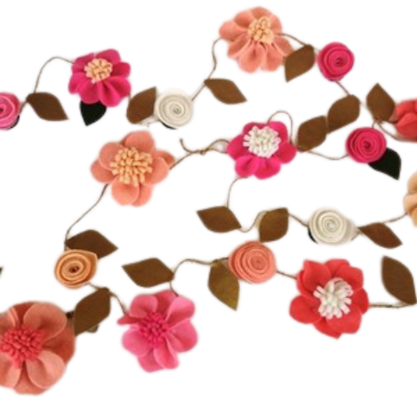 Γιρλαντα λουλουδιων - διακοσμητικό, ανοιξιάτικο, τσόχα, τριαντάφυλλο, λουλούδια, γιρλάντες, δερματίνη