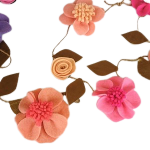 Γιρλαντα λουλουδιων - διακοσμητικό, ανοιξιάτικο, τσόχα, τριαντάφυλλο, λουλούδια, γιρλάντες, δερματίνη - 2