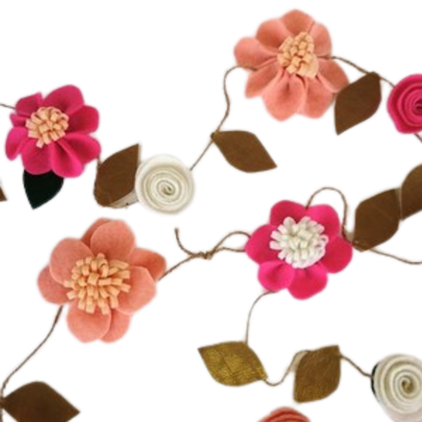 Γιρλαντα λουλουδιων - διακοσμητικό, ανοιξιάτικο, τσόχα, τριαντάφυλλο, λουλούδια, γιρλάντες, δερματίνη - 3