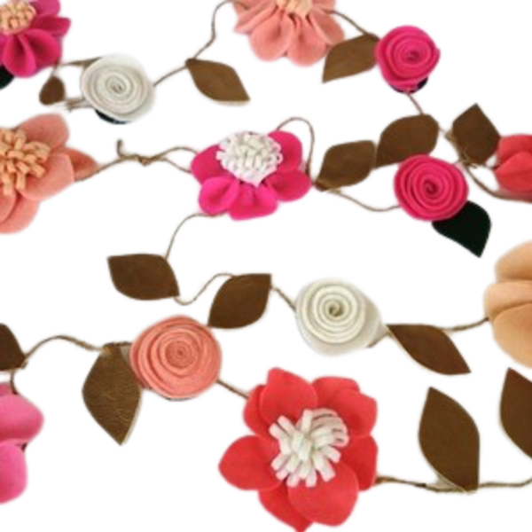 Γιρλαντα λουλουδιων - διακοσμητικό, ανοιξιάτικο, τσόχα, τριαντάφυλλο, λουλούδια, γιρλάντες, δερματίνη - 4