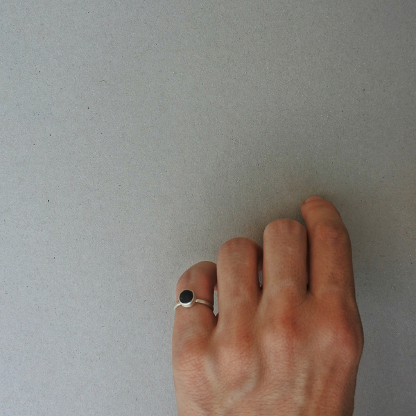 ○ Santorini V | δαχτυλίδι με πέτρα από τη Σαντορίνη, ασήμι 925 | ελληνικά νησιά - πέτρα, λάβα, ασήμι 925, χειροποίητα - 2