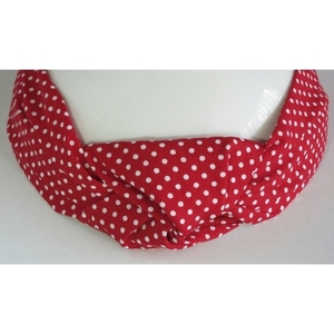 Red Polka Dots Headband - ύφασμα, κορδέλα, βαμβάκι, chic, καλοκαίρι, πουά, χειροποίητα, παραλία, απαραίτητα καλοκαιρινά αξεσουάρ, boho, κορδέλες μαλλιών