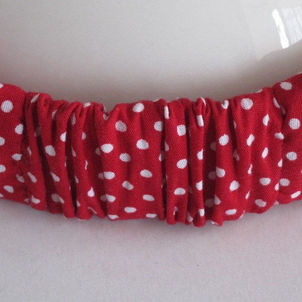 Red Polka Dots Headband - ύφασμα, κορδέλα, βαμβάκι, chic, ελαστικό, καλοκαίρι, πουά, χειροποίητα, παραλία, απαραίτητα καλοκαιρινά αξεσουάρ, boho, κορδέλες μαλλιών - 3