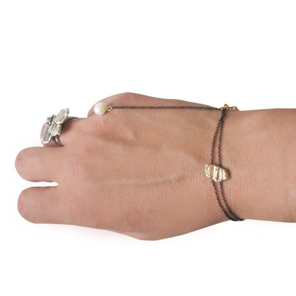 Bραχιόλι αλυσίδα με ασημένιο χειροποίητο στοιχείο/handmade charm bracelet with chain - ασήμι, ασήμι, αλυσίδες, μαργαριτάρι, επιχρυσωμένα, ασήμι 925, δώρα γάμου, δώρα γενεθλίων - 3