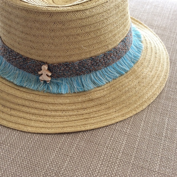 Turquoise fringe hat - καλοκαίρι, χαολίτης, ψάθα, παραλία, απαραίτητα καλοκαιρινά αξεσουάρ, κρόσσια - 2