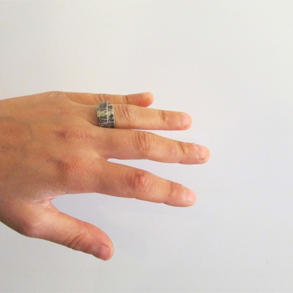 Ασημένιο Δαχτυλίδι , ανάγλυφο - statement, μοντέρνο, ασήμι 925, δαχτυλίδι, minimal, ασημένια, μεγάλα - 4