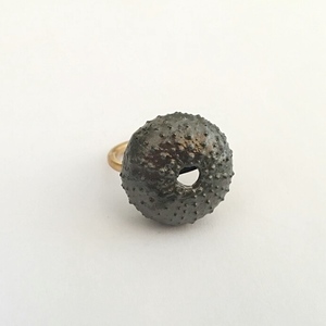 Black Urchin Ring-Ασημένιο Δαχτυλίδι Αχινός - statement, καλοκαιρινό, καλοκαίρι, ασήμι 925, κοχύλι, χειροποίητα, θάλασσα, αχινός, σταθερά, μεγάλα