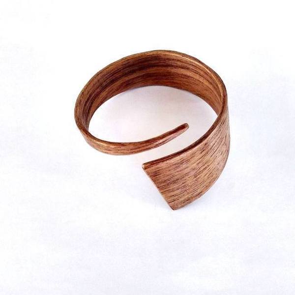 Helix walnut | Handmade wooden bracelet - handmade, ξύλο, μοναδικό, μοντέρνο, χειροποίητα, ξύλινο, unique, σταθερά, φαρδιά