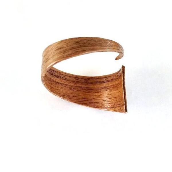 Helix walnut | Handmade wooden bracelet - handmade, ξύλο, μοναδικό, μοντέρνο, χειροποίητα, ξύλινο, unique, σταθερά, φαρδιά - 2