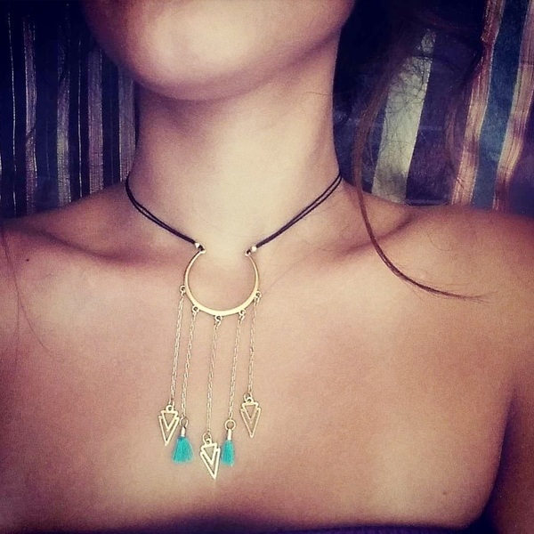 Boho necklace - επιχρυσωμένα, κορδόνια, summer, boho, δώρα για γυναίκες - 2