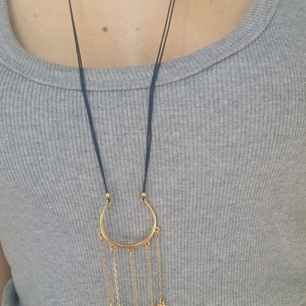Boho necklace - επιχρυσωμένα, κορδόνια, summer, boho, δώρα για γυναίκες - 4