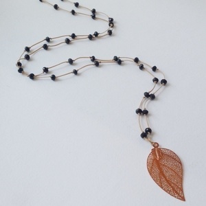 Classic necklace - chic, κρύσταλλα, μακρύ, φύλλο, ροζάριο