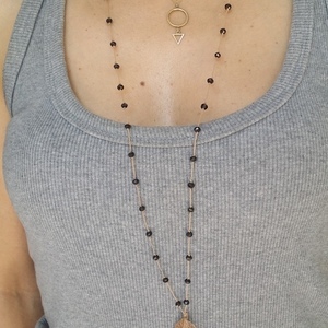 Classic necklace - chic, κρύσταλλα, μακρύ, φύλλο, ροζάριο - 4