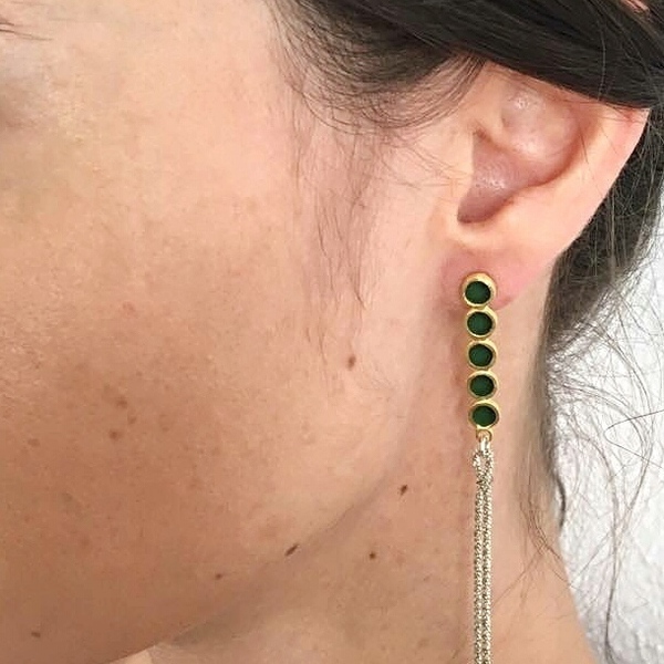Iris Earrings - ασήμι, αλυσίδες, χρωματιστό, επιχρυσωμένα, ασήμι 925, σμάλτος, χειροποίητα, μακριά - 5