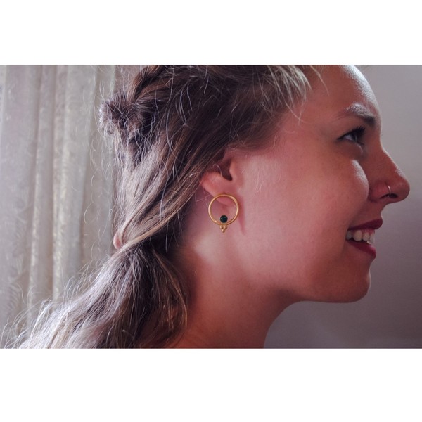 *Endless Hoop Earrings* - ασήμι, ημιπολύτιμες πέτρες, chic, fashion, μοντέρνο, επιχρυσωμένα, ασήμι 925, επάργυρα, γεωμετρικά σχέδια, χειροποίητα, romantic, minimal, καρφωτά, μικρά, unisex, boho, ethnic, rock - 3