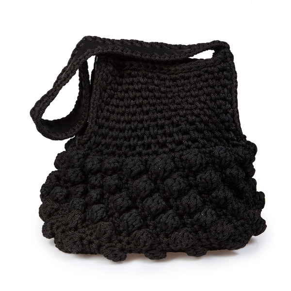 Πλεκτή τσάντα ώμου με δερμάτινες λεπτομέρειες - crochet, must αξεσουάρ, πλεκτές τσάντες - 3