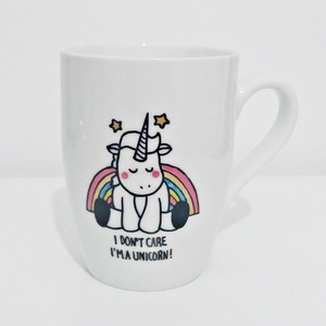 Σετ κούπα-πιατάκι handpainted "I am a Unicorn" - handmade, ζωγραφισμένα στο χέρι, κορίτσι, χειροποίητα, πορσελάνη, δωράκι, personalised, σετ, unique, μονόκερος, gift idea, κούπες & φλυτζάνια, δώρα για γυναίκες - 2